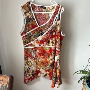 🔥🔥Claire France Colorful Floral Sleeveless Top Size 1X